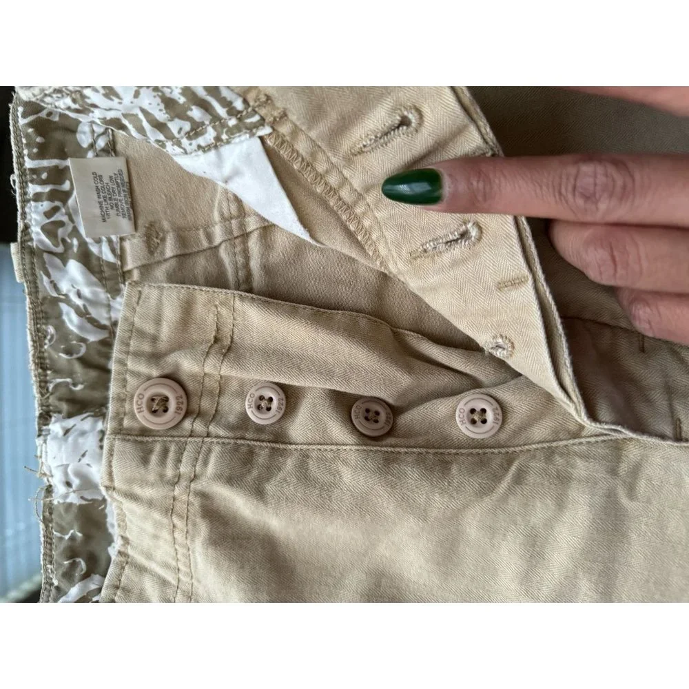 Hollister Co Mens Wide Leg Chino Pants Khaki Tan Button Fly Size‎ 30 Z1